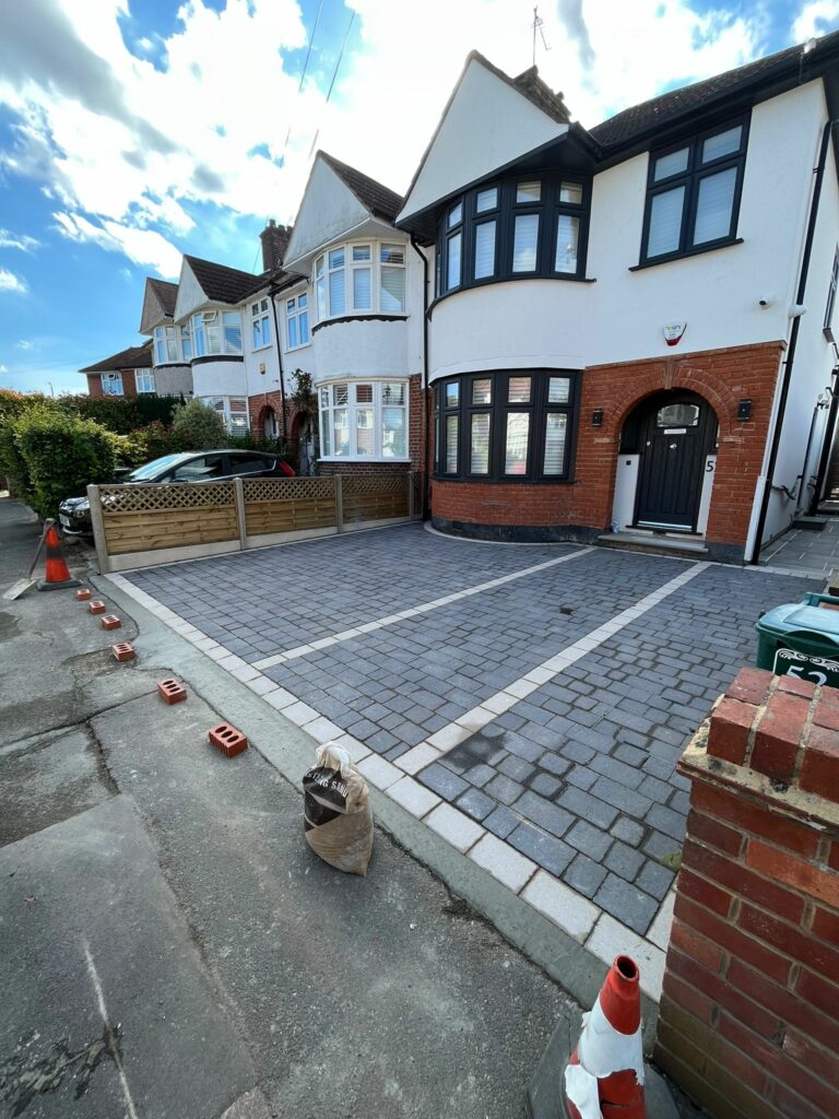 Block paved driveway and paved side access